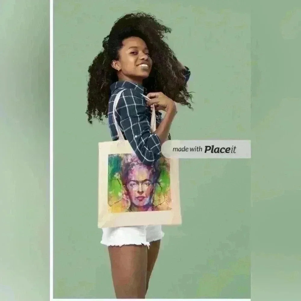 Freda kahlo  pop art grunge inspired tote recyled canvas tote bag